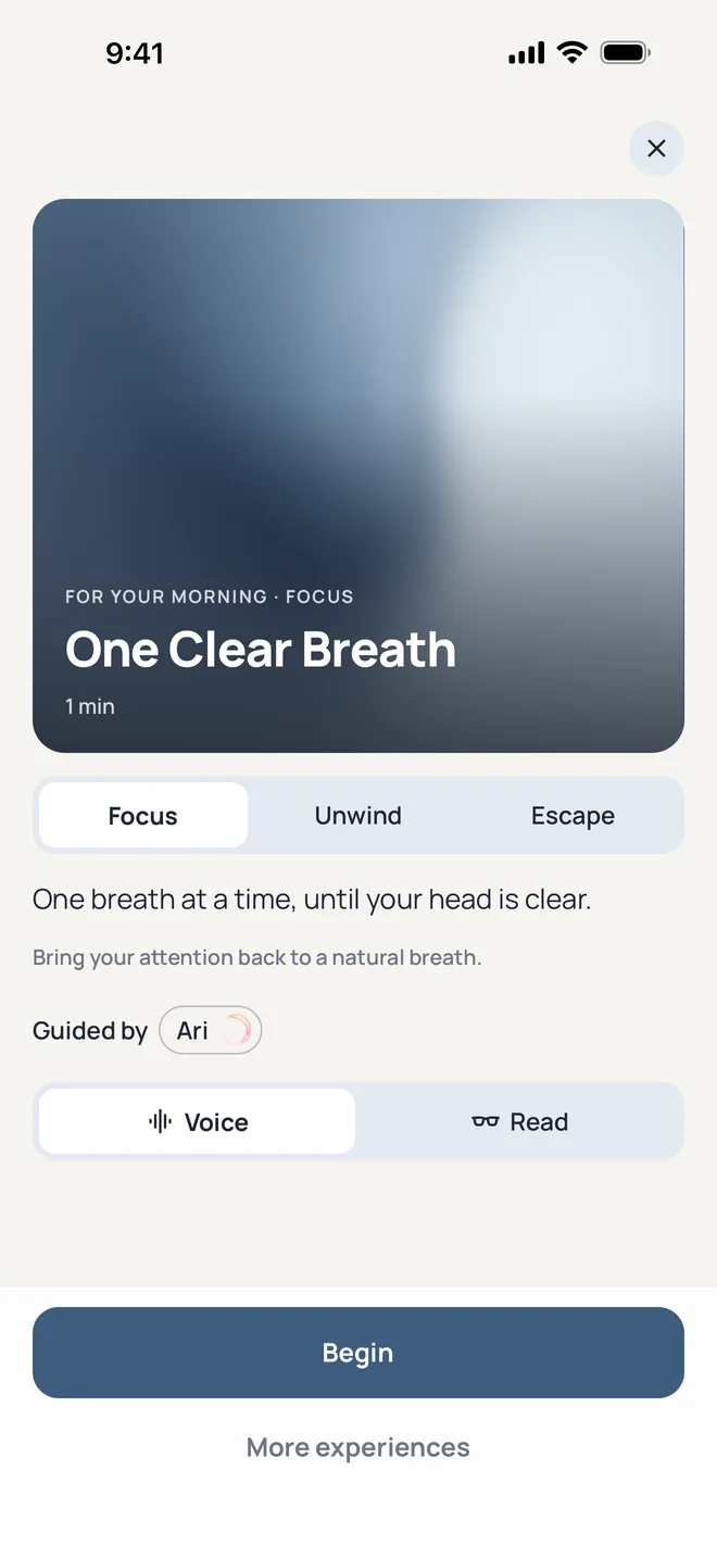 A session picked for your morning: One Clear Breath